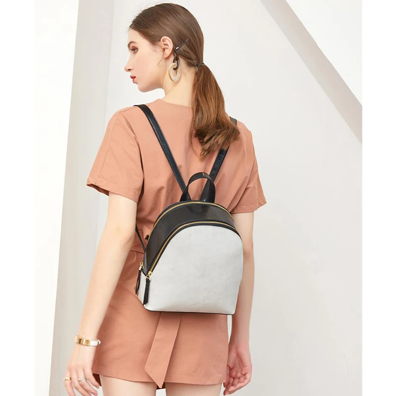

Backpack Women 2021 New Leather Handbags Korean Style Trend Cowhide Fashion All-Match Backpack Retro College Style Handbags