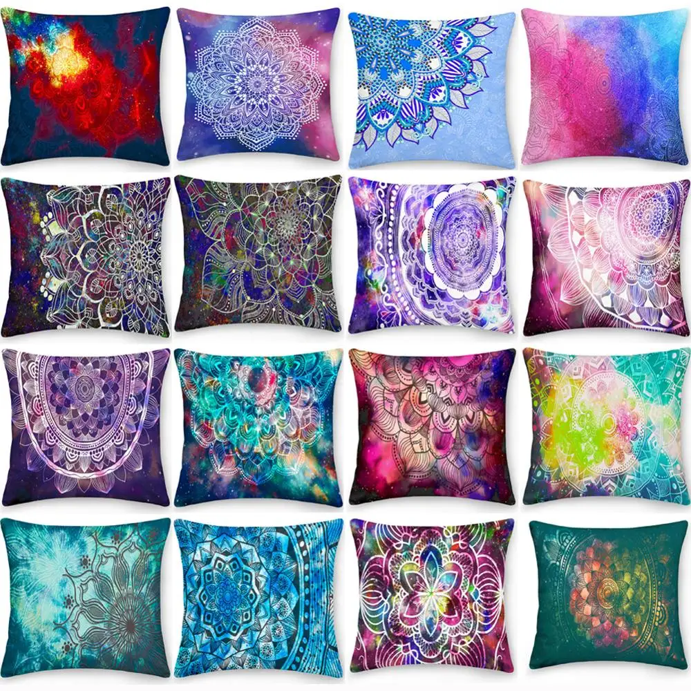 

Pillow Case Polyester SquareDouble Side Mandala Decorative Cushion Cover Throw Pillow Office Sofa Pillow Home Decoration