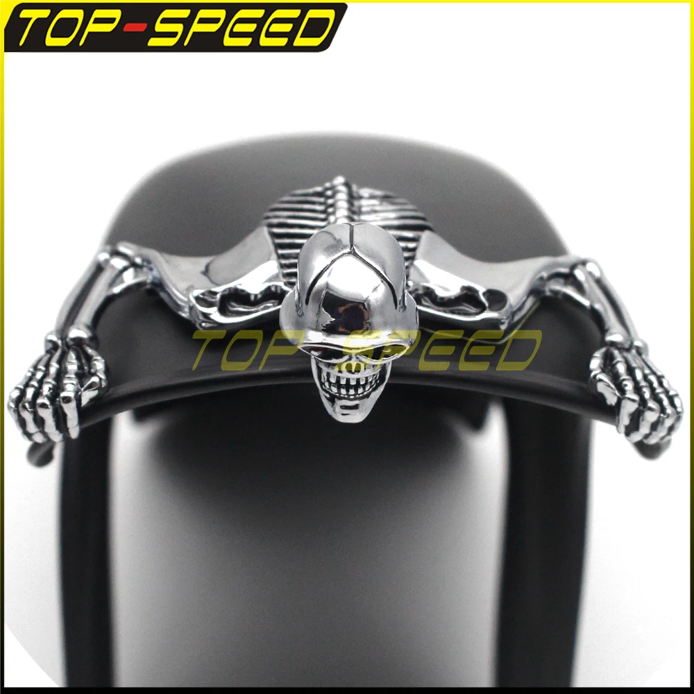 

Chrome Skull Ornament Headlight Visor Skeleton Fender Mudguard Curved Housing Figure Graph Decorative Emblem 4.5" 5.75" 7" Lamp