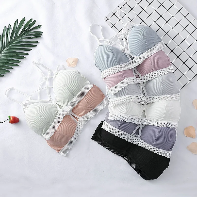 Кружевной бюстгальтер женский без косточек с мягкими чашечками бесшовное