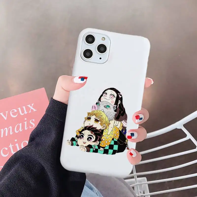 

Demon Slayer Kimetsu No Yaiba anime luxury Phone Case funda Candy Color for iPhone 6 7 8 11 12 s mini pro X XS XR MAX Plus