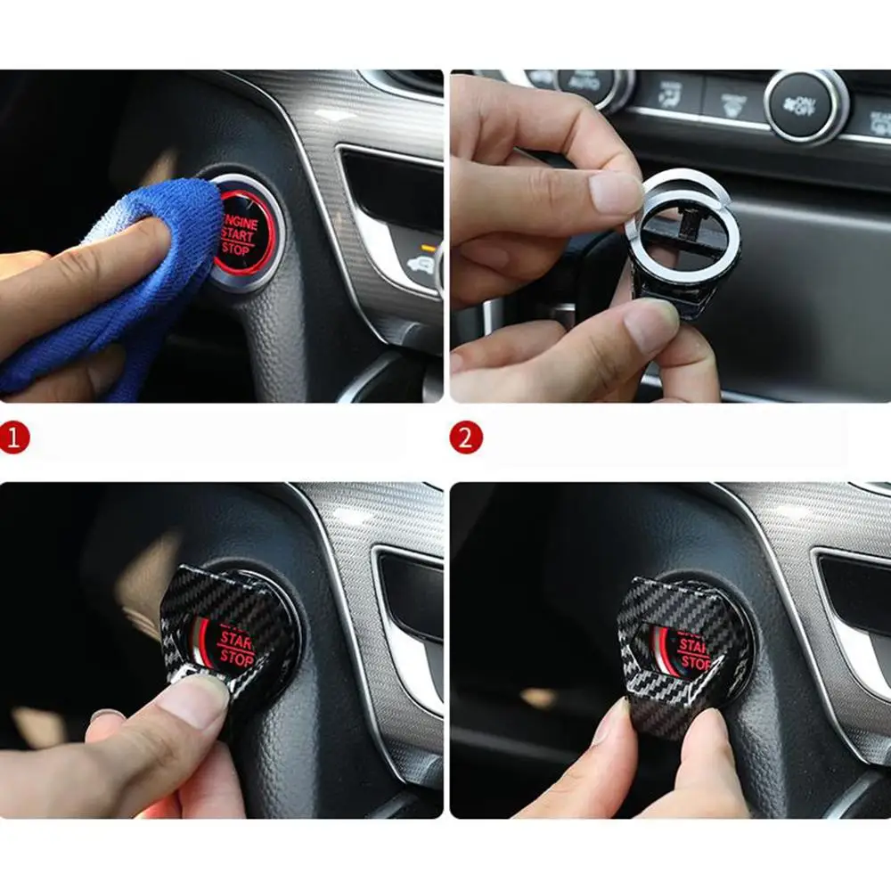 

SALE Car Engine Start Stop Button Cover Ring Ignition Button Carbon Push Button Switch Decor Stickers Interior Accessories