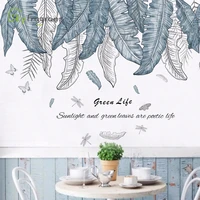 creative tropical leaves wall sticker literary self adhesive stickers home decor living room background wall decor bedroom decor