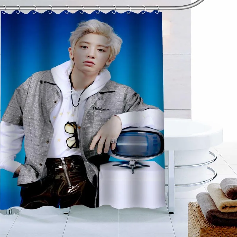 Занавеска для душа Kpop Exo 12 крючков ткань из полиэстера 3D-печать водонепроницаемая