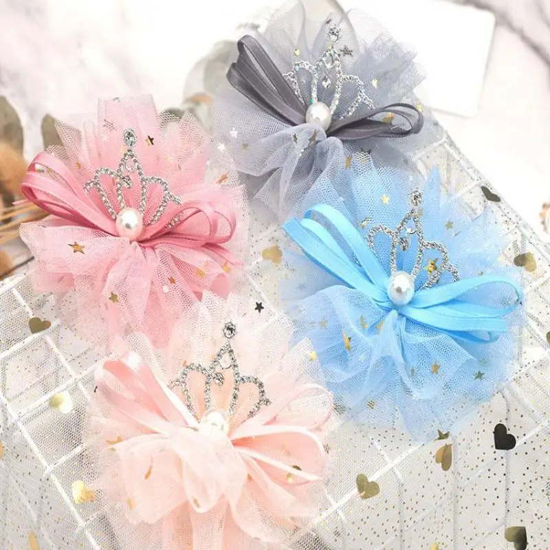 

Children's Mesh Series Rhinestone Crown Hairpin Temperament Princess Pearl Hairpin Girls Birthday Banquet Hairpin Headdress