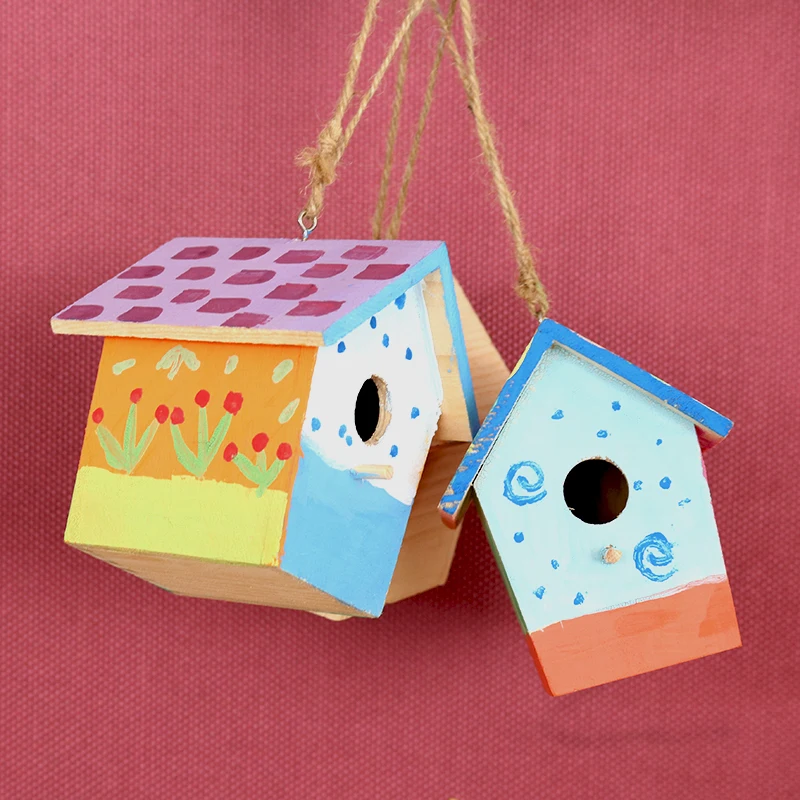 DIY деревянные игрушки для дома птиц креативные окрашенные белые модели детской