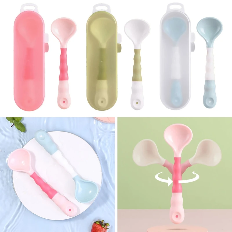 Cuchara de silicona flexible para beb&eacute;, cuchara de entrenamiento de alimentaci&oacute;n para ni&ntilde;os peque&ntilde;os, vajilla libre de BPA-1