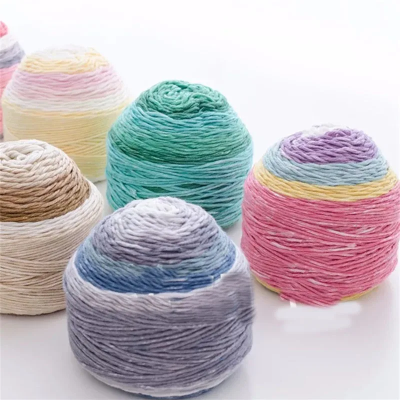 

50G Gradient color section dyeing yarn Medium and small group cotton thread merino wool yarn Rainbow line shawl line yarn