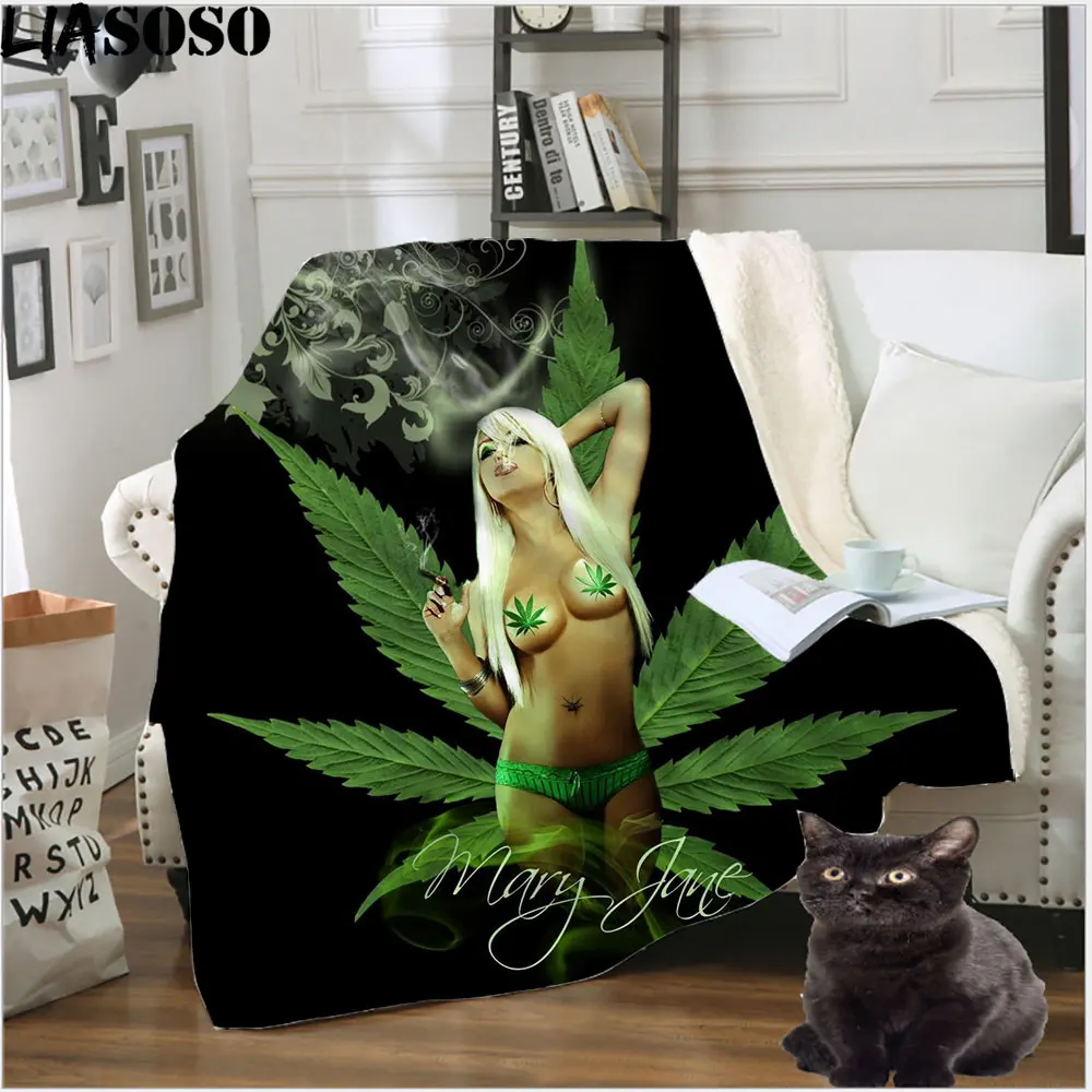 

LIASOSO Weed blanket flannel spring autumn animation baby blanket super warm Tobacco bedding bedding throwing office supplies