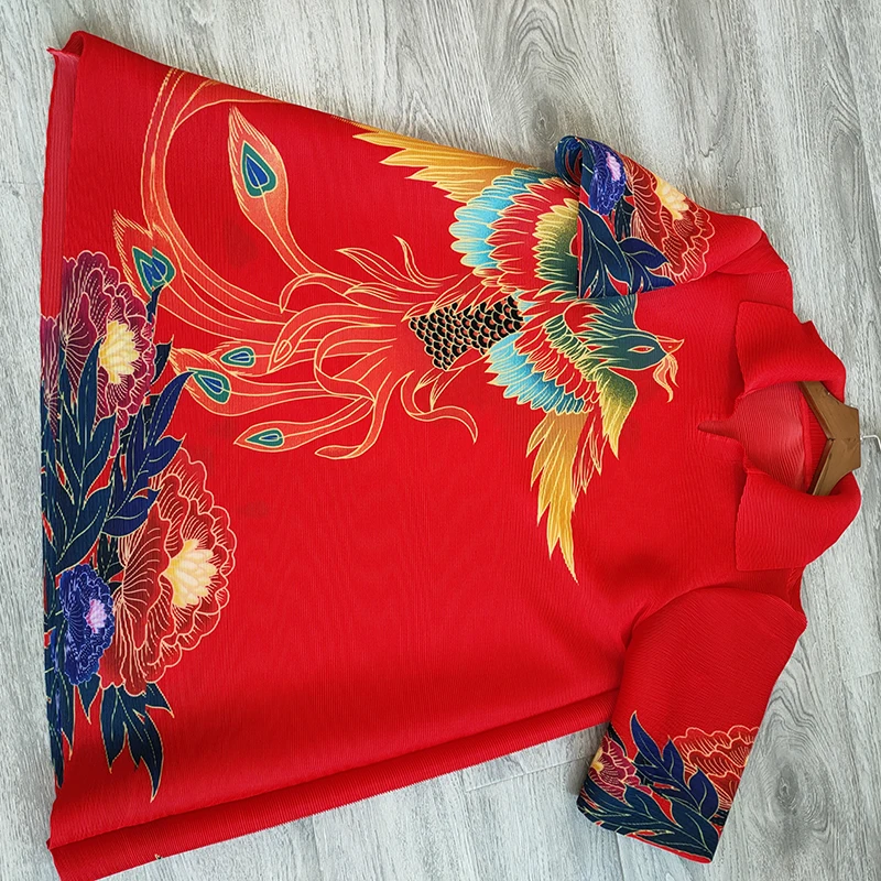 

Women'S Polo Shirt Chinese Style Classical Elegant Phoenix Print Large Size Long Loose And Comfortable Ladies T-Shirt 61664