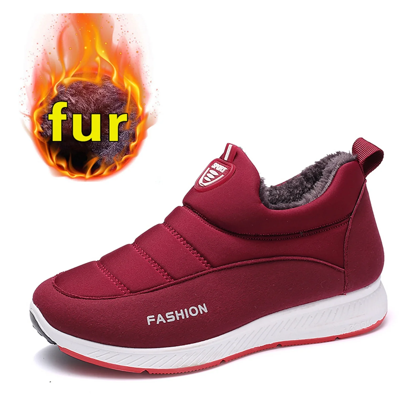 

2022 Snow Boots Women Shoes Warm Plush Fur Ankle Boots Winter Female Slip On Flat Casual Shoes Waterproof Women Sneakers