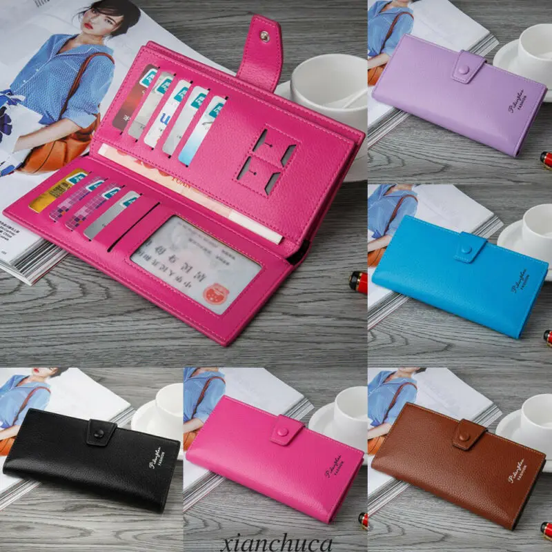 Местный запас женщин дамы конверт кожаный бумажник кнопка платы клатч кошелек