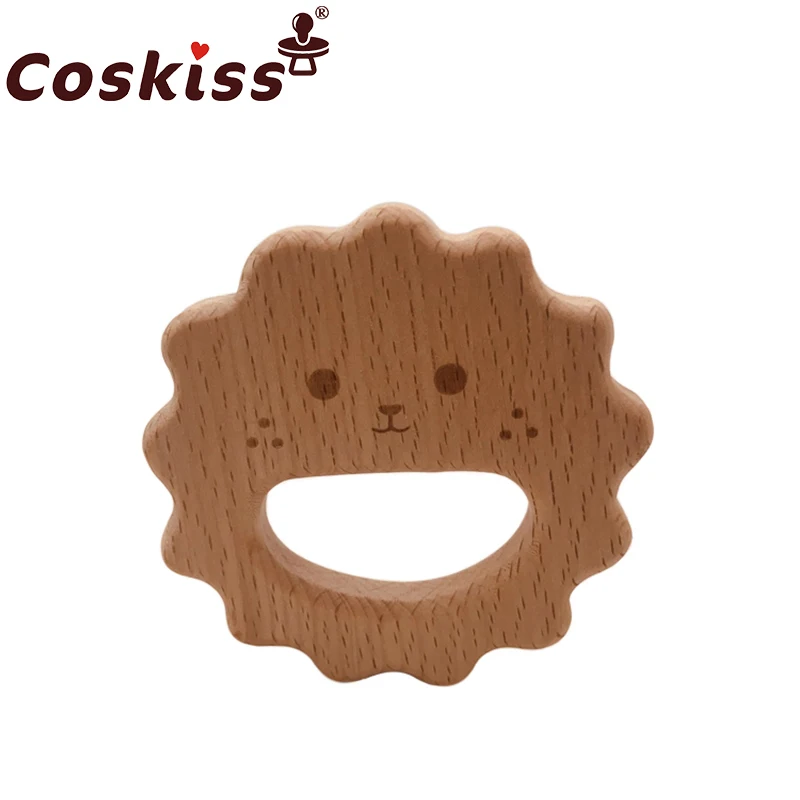

Organic Baby Teether Product Beech Wooden Hedgeh Teether DIY Wood Personalized Pendent Eco-Friendly Safe Baby Teething Chew Toys