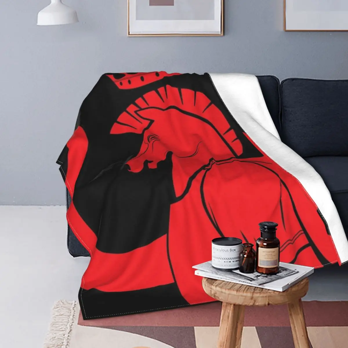 

Coronado caballo-Manta sin flechas, colcha a cuadros para cama, manta de lana, cubierta para niños