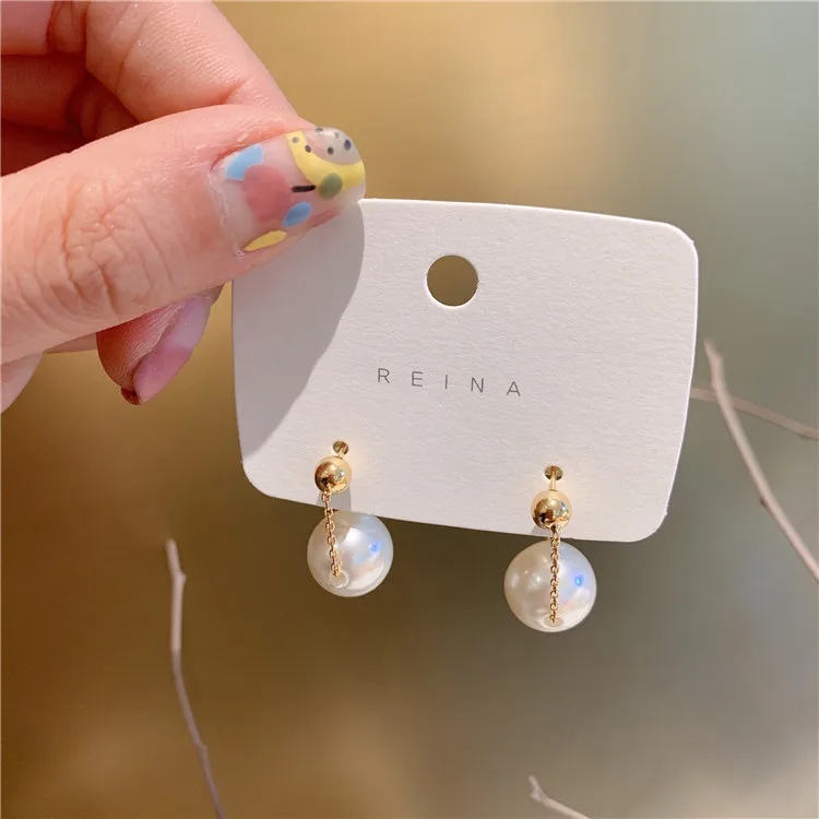 Классические имитация жемчуга круглые Женские Висячие серьги сладкий жемчуг