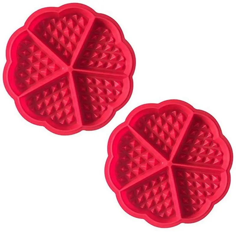 Hot sale 2 X Waffle Mold Baking Silicone Pan With Good Non-Stick Coating Red | Дом и сад