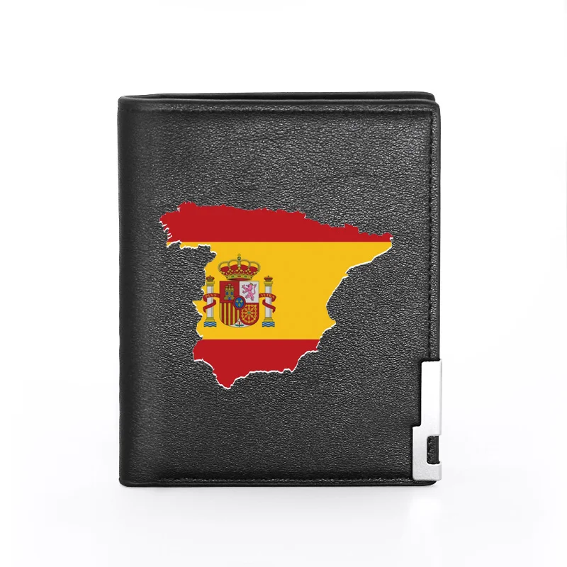

2020 Fashion Spain Map Printing Pu Leather Wallet Men Women Bifold Credit Card Holder Short Purse Male