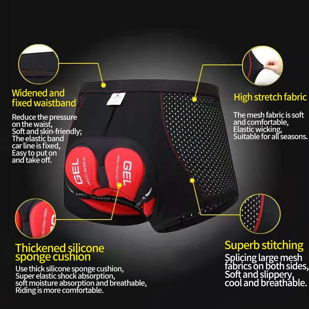 

Breathable Cycling Shorts Cycling Underwear Gel Pad Shockproof Bicycle Underpant MTB Road Bike Underwear Man Woman Shorts