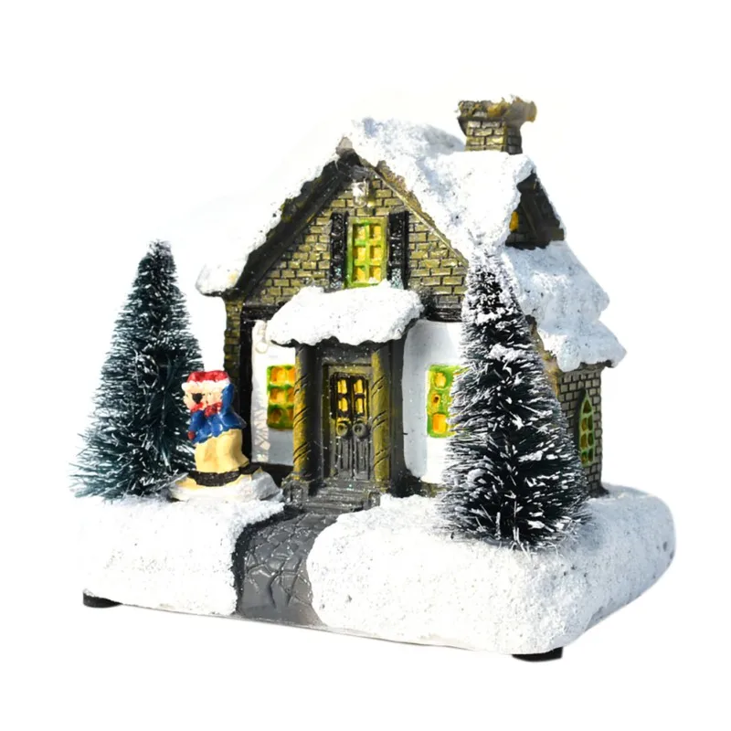 

Рождественский светящийся мини-домик светильник фонарик, домик в снегу, креативный праздничный тематический полимерный материал, маленьки...