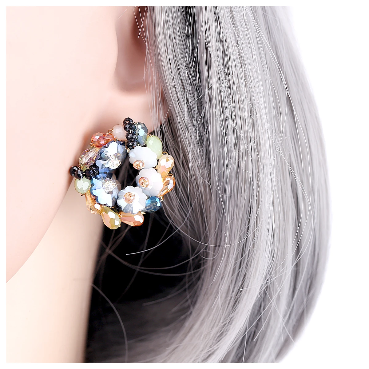 Модные серьги гвоздики с кристаллами для женщин и девочек эффектные круглые