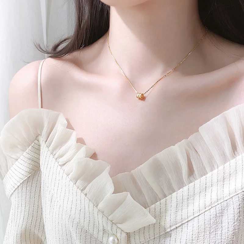 

ZS Genuine 925 Silver Pendant Necklace Modern Design Silver Chain Gifts For Women Girls Chic Lucky Necklace Statement Jewelry