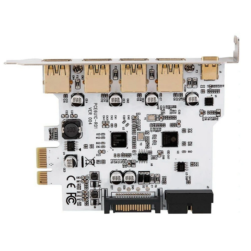 PCI-E To USB3.0 4-Port+Type-C Adapter Expansion Card Connector Dual Chip for Windows XP Vista 7/8/10 Linux | Компьютеры и офис