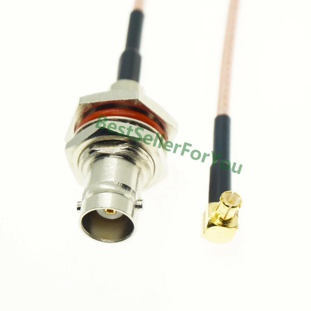 

New BNC Female Jack Bulkhead To MCX Male Connector Plug Right Angle RF Coaxial Jumper Pigtail Cable RG316