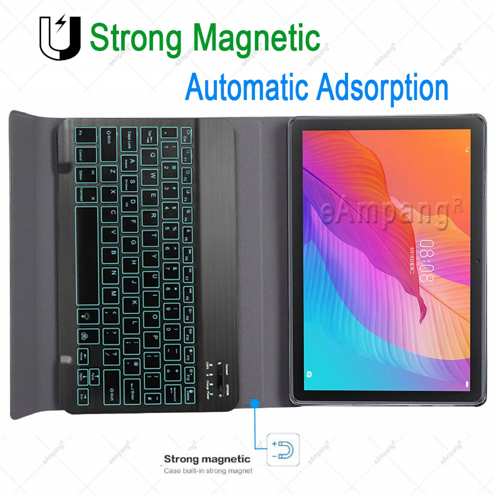 7 color backlit keyboard case for huawei matepad t 10s t10s case keyboard ags3 l09 ags3 w09 cover russian spanish english free global shipping