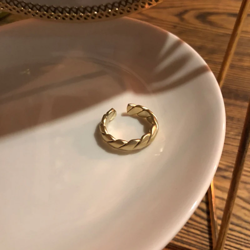 Peri'sBox толстые золотые скрученные кольца матового цвета геометрические кольца для женщин винтажные открытые Регулируемые кольца минималистичные ювелирные изделия