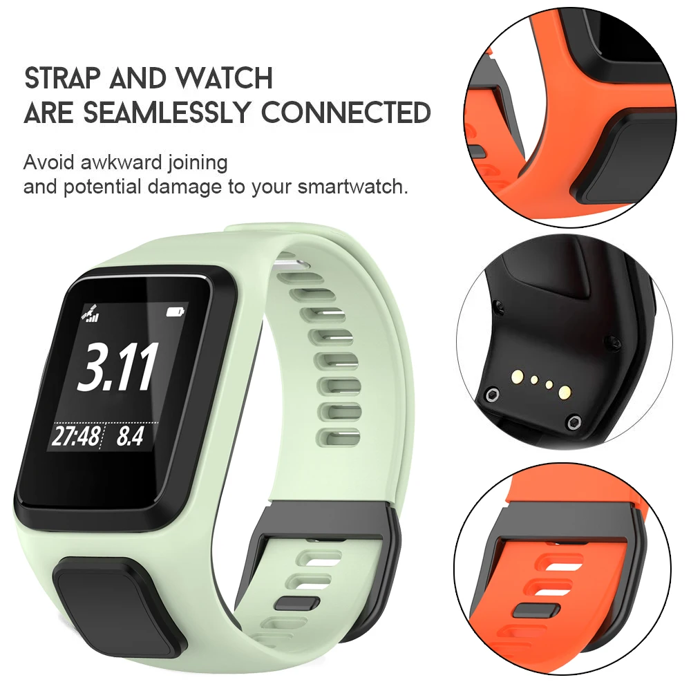 

For TomTom Runner 2 3 Spark Plug 3 GPS Sports Silicone Smart Watch Bracelet Easy Fit Straps Wrist Band Correa Accessories Belt