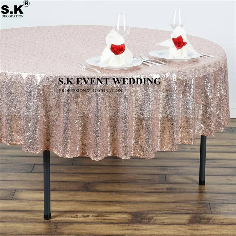 

Gold Silver Sequin Tablecloth Round Table Cloth For Banquet Wedding Dining Decorate