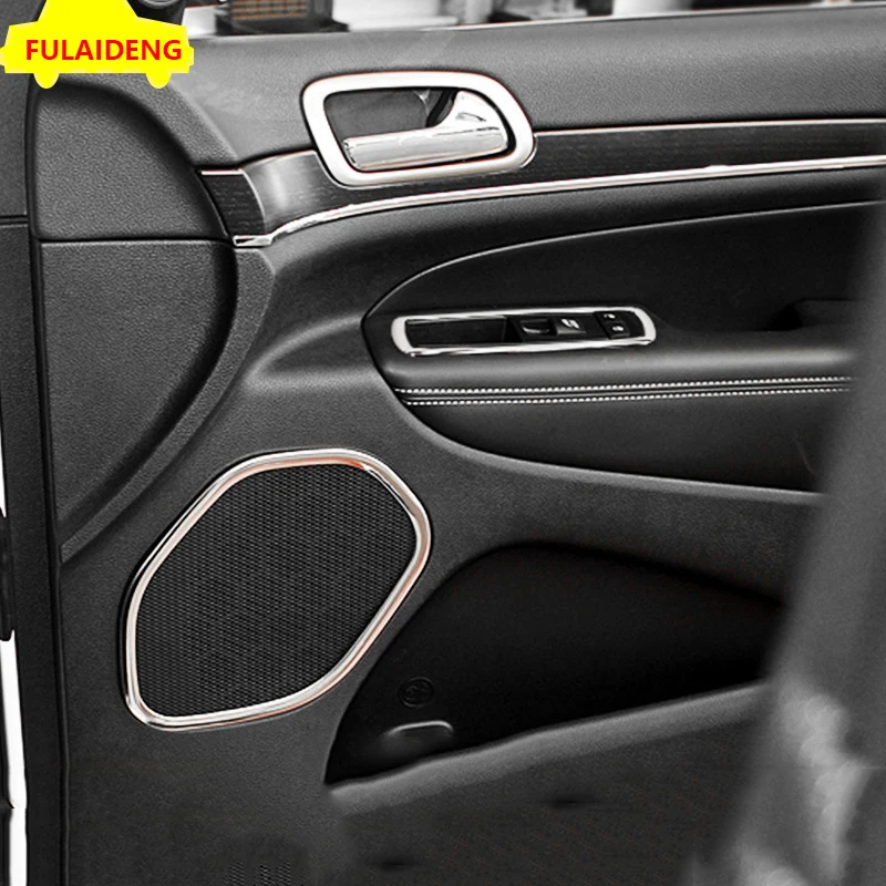 4pcs For Jeep Grand Cherokee 2014-2020 stainless steel Interior Door Speaker Decoration Cover Trim Car Styling Accessories | Автомобили и