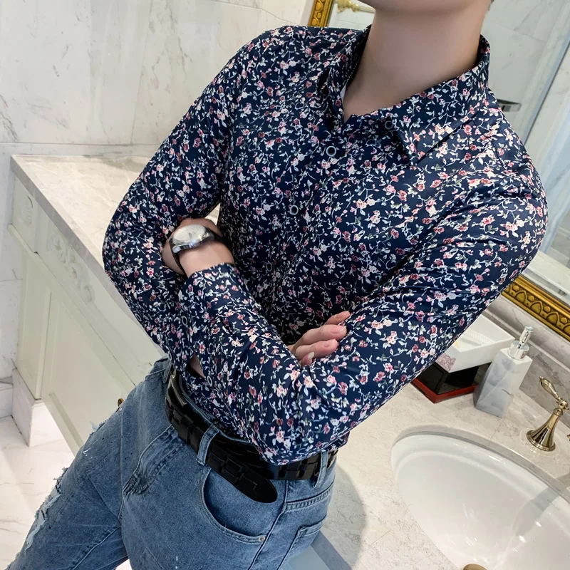 Осенняя рубашка с длинным рукавом Мужская Корейская версия модная красивым