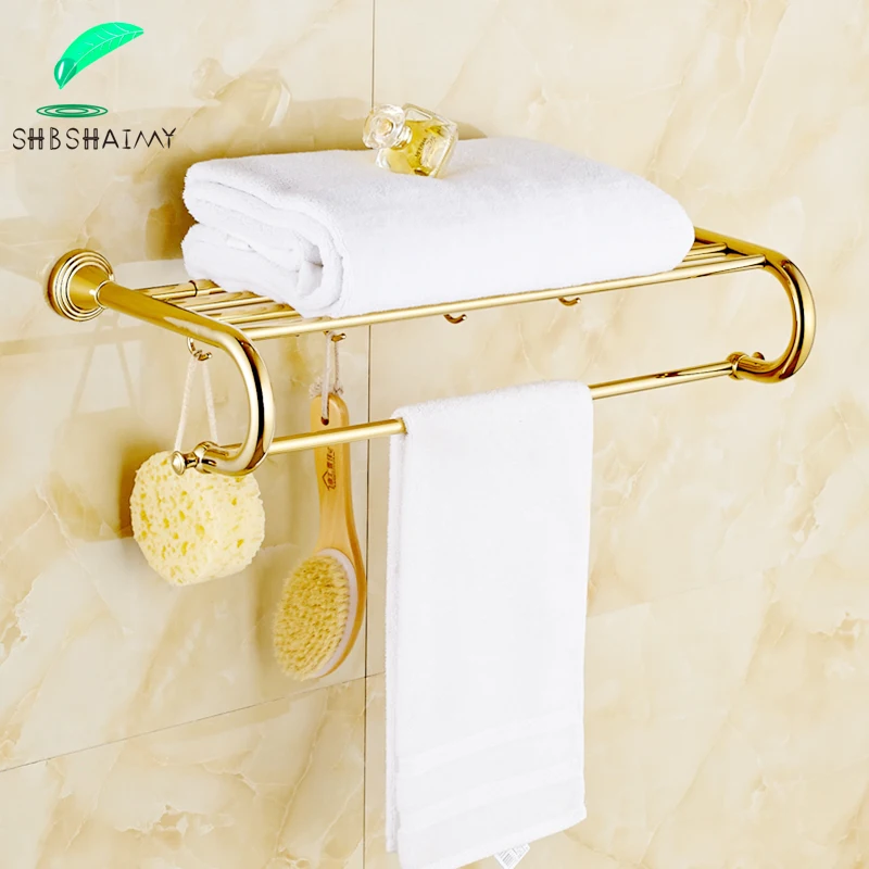SHBSHAIMY Европейская медная вешалка для полотенец с крючком полка ванной активного