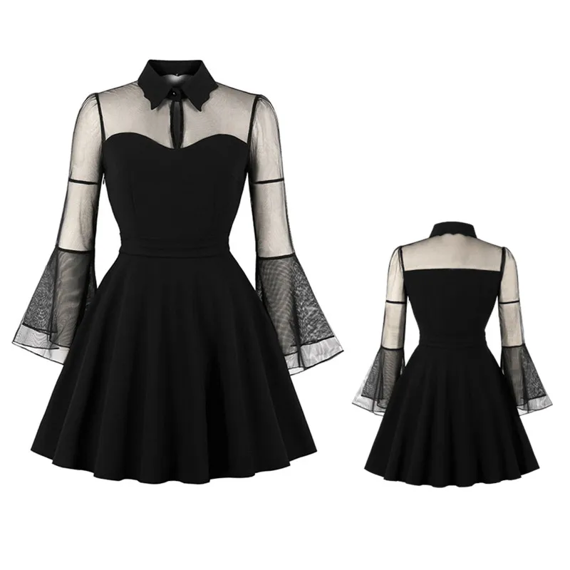 Женское Сетчатое платье в стиле панк готическое мини составного кроя с