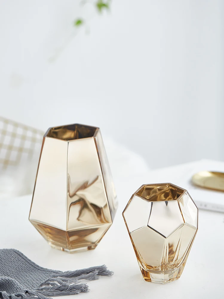 

Nordic Glass Vase Simple Light Luxury Creative Vase Dried Flowers Inserted Desktop Ornaments Home Christmas Decoration