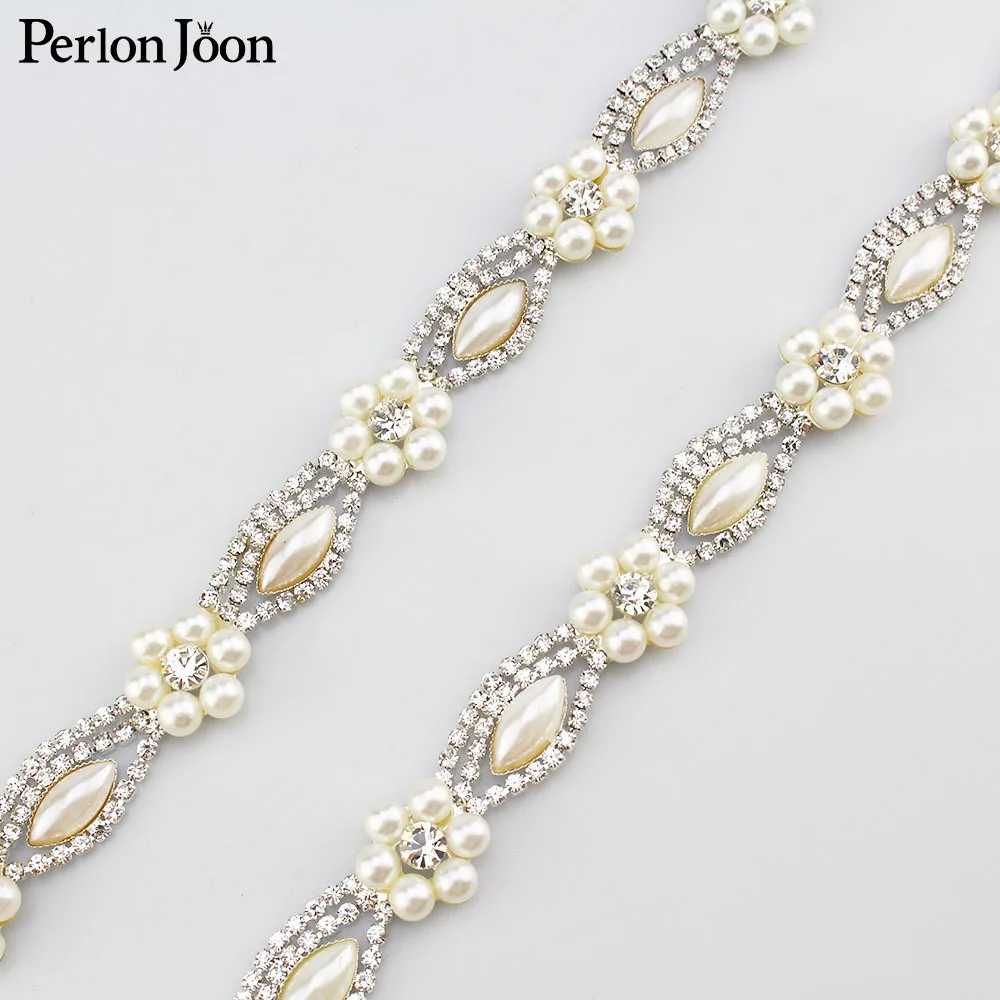 1 ярд жемчужные стразы с цветочной отделкой золотые серебряные плоские оборота