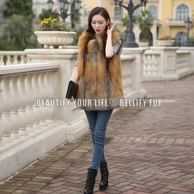 Европейский и американский жилет из натурального меха Красной лисы винтажный