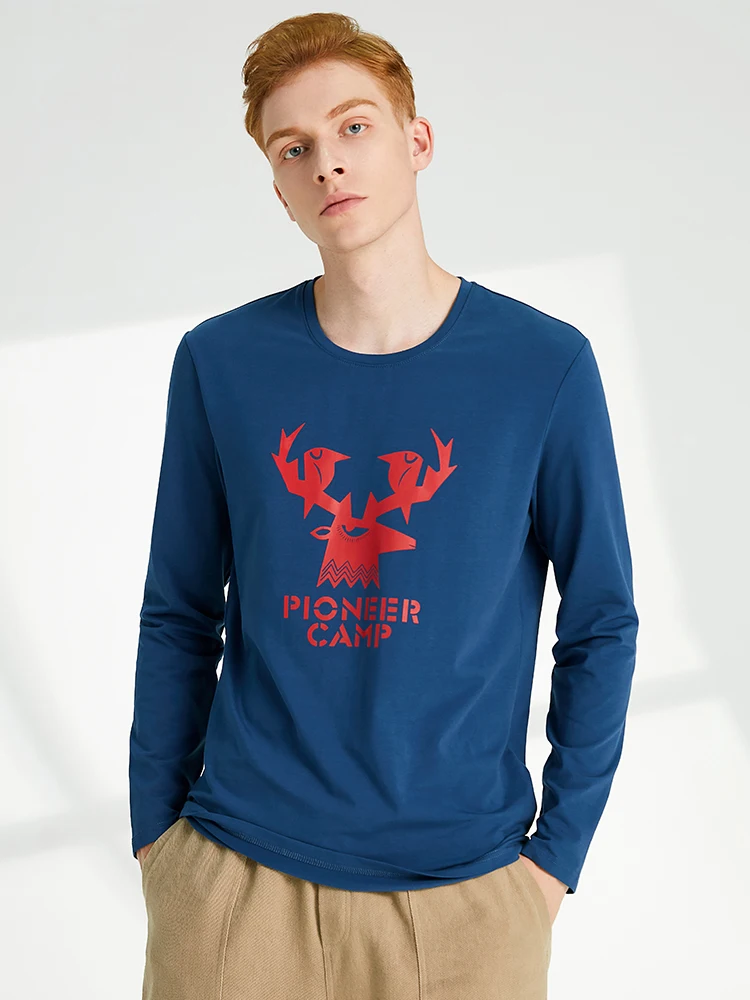 Pioneer Camp Crewneck Мужская Уличная одежда с длинным рукавом Футболка хлопковая принтом