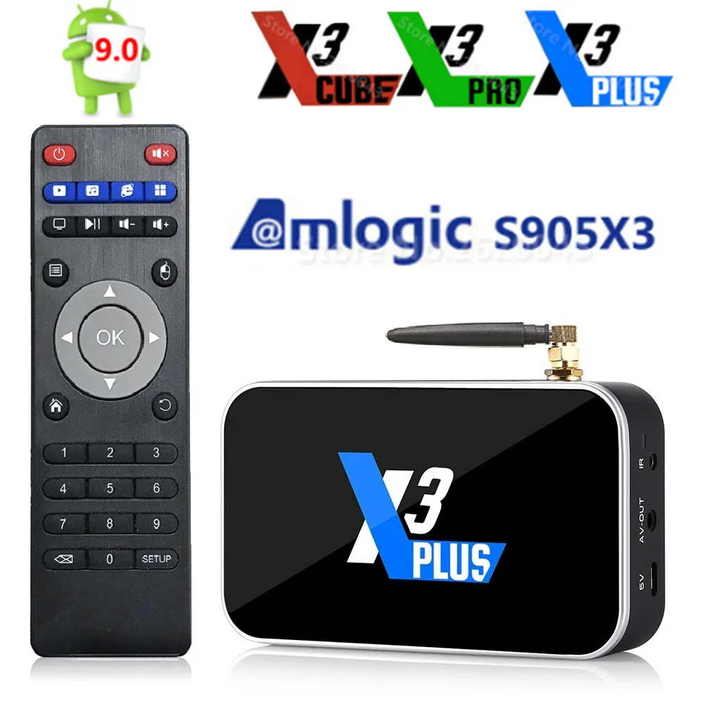 X3 плюс Смарт ТВ коробка Android 9 0 2/4GB Оперативная память 16/32/64GB Встроенная Amlogic S905X3 2