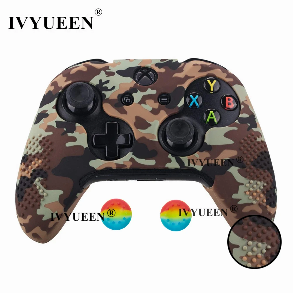 IVYUEEN, 15 цветов, силиконовый чехол для microsoft Xbox One X S, тонкий контроллер, защитный чехол с аналоговой ручкой для большого пальца - Цвет: Desert Camo