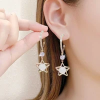 new korean opal star earrings female luxury temperament fashion five pointed star creative earrings wholesale jewelry