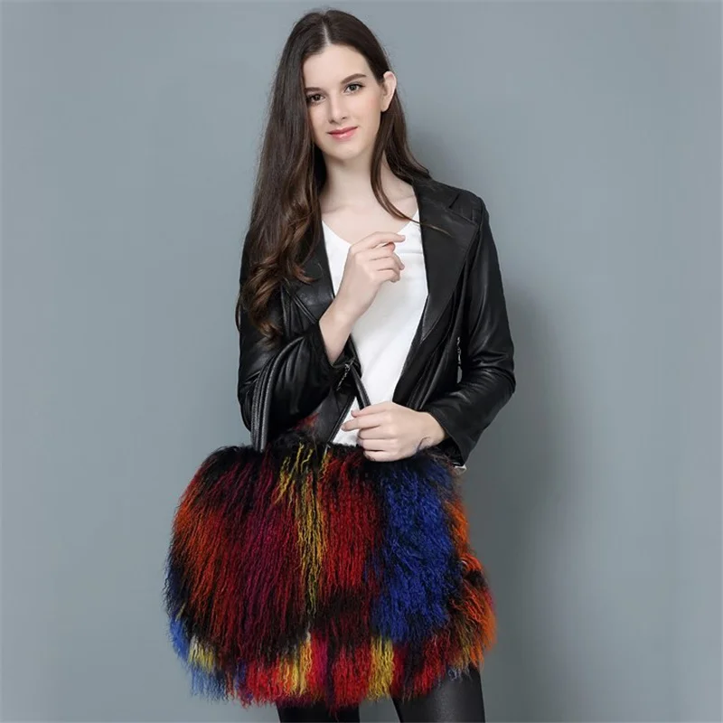 2021 New Real Wool Bag Australia Beach Wool Fur Shoulder Bag Wool Ladies Handbag Large Capacity Fashion Luxury Handbag