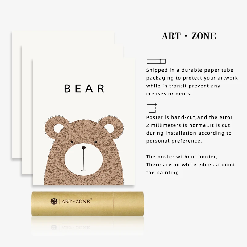 Мультяшные милые животные лисица льва Bearposters Детский Настенный художественный