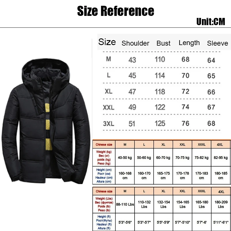 High Quality Youth Mens Jackets Winter Casual Stand Collar Warm Thick Parkas Solid Tops Outwear Hooded Duck Down Coats Windproof