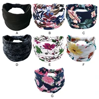 fashion printed pattern cotton width elastic head wrap hair band headband hairband for women girls yoga sports workouts