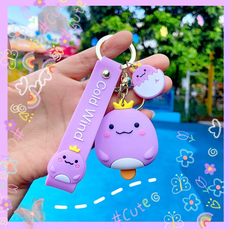

Cartoon Creative Dinosaur Keychian Cute Ice Cream Cool Happy Key Chain Girl Bag Pendant Accessories Keyring Kids Gift