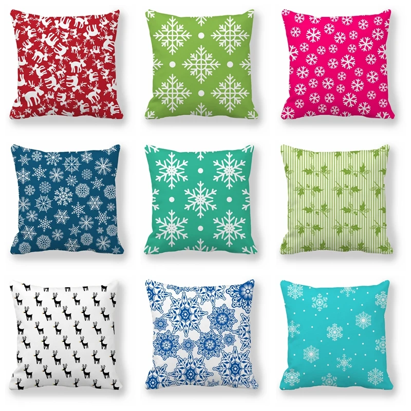 

Christmas Decoration Cushions Cover Pillow Covers Decorative for Nordic Home Bed Snowflake Footprints 45*45cm Pillows Hugs Decor