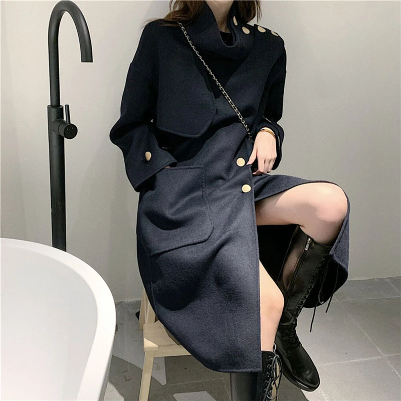 Весеннее Женское зимнее шерстяное пальто 2020 винтажная элегантная одежда OL