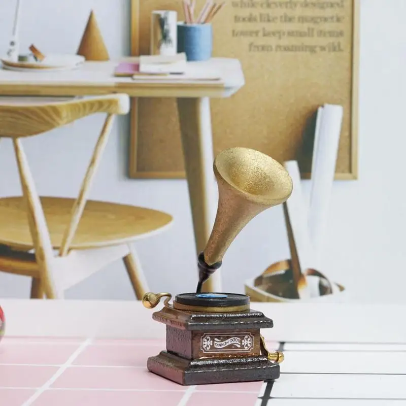

Dongzhur Ultra-compact Retro Phonograph With Record Miniature DIY Furniture Dollhouse 1:12 Mini N3G3 Accessories House Mini A6U9